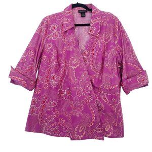 Lane Bryant Floral Wrap Shirt 18/20 Pink Paisley Design